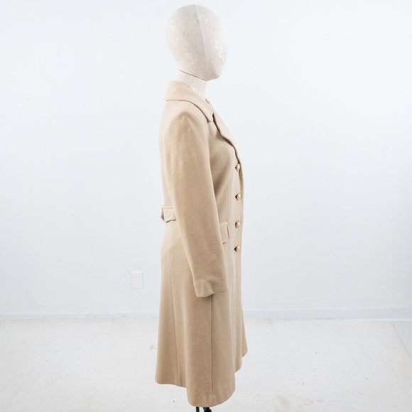 Vintage S/M Wool Knit Princess Overcoat Cream Tan - Picture 4 of 11